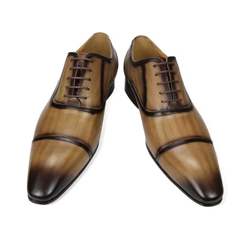 Sapatos Formais Masculinos Couro Genuíno Elegância Brogues Casamento - Marrom