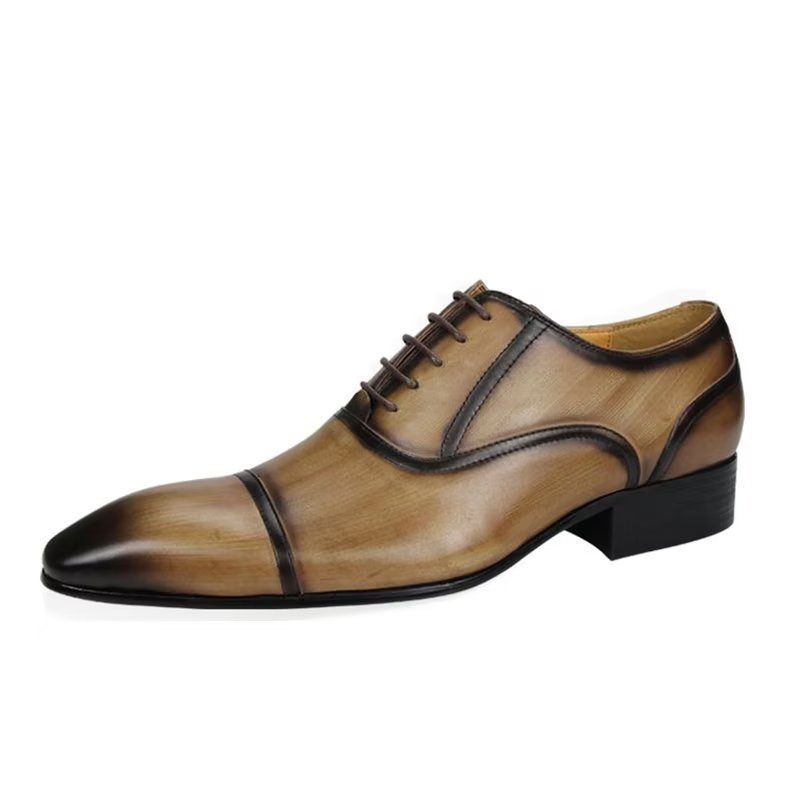 Sapatos Formais Masculinos Couro Genuíno Elegância Brogues Casamento - Marrom