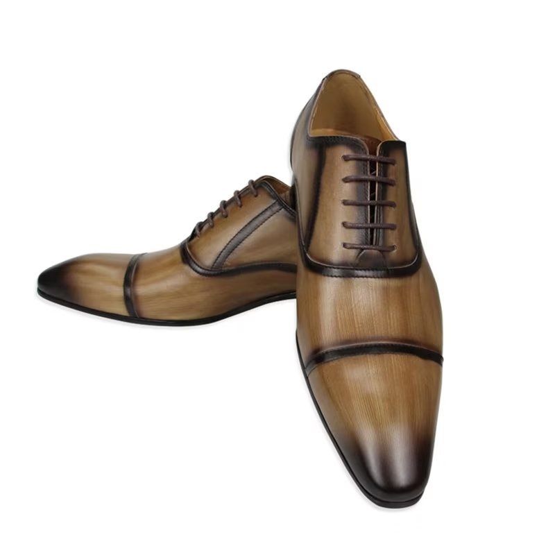 Sapatos Formais Masculinos Couro Genuíno Elegância Brogues Casamento - Marrom