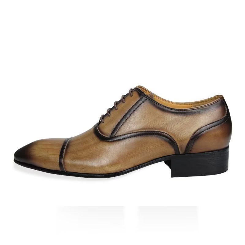 Sapatos Formais Masculinos Couro Genuíno Elegância Brogues Casamento - Marrom