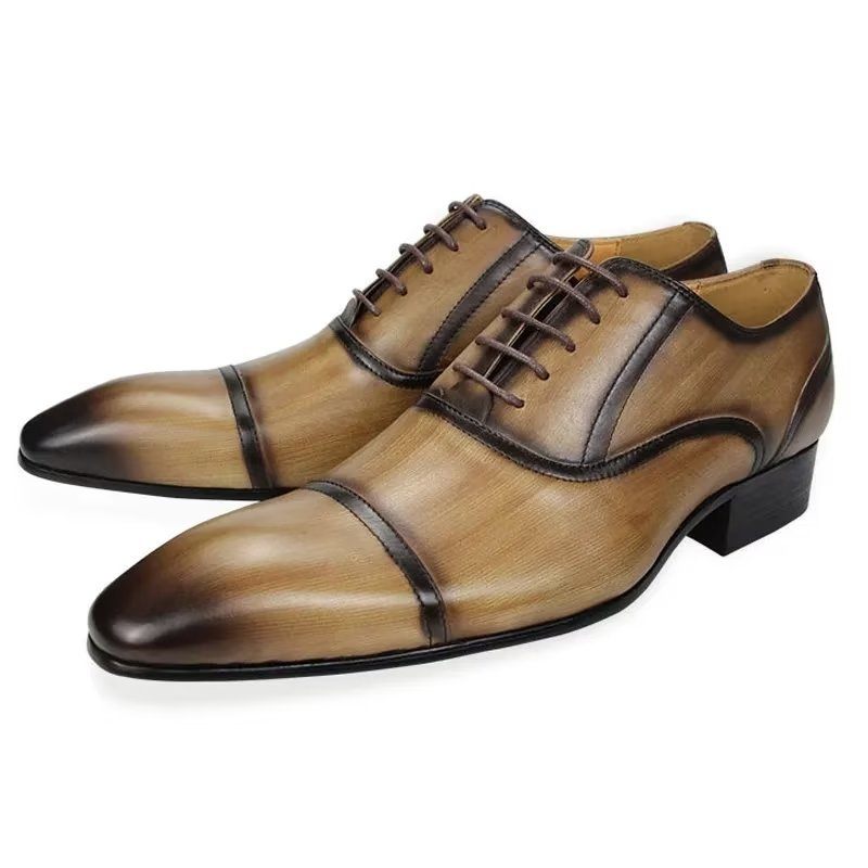 Sapatos Formais Masculinos Couro Genuíno Elegância Brogues Casamento - Marrom