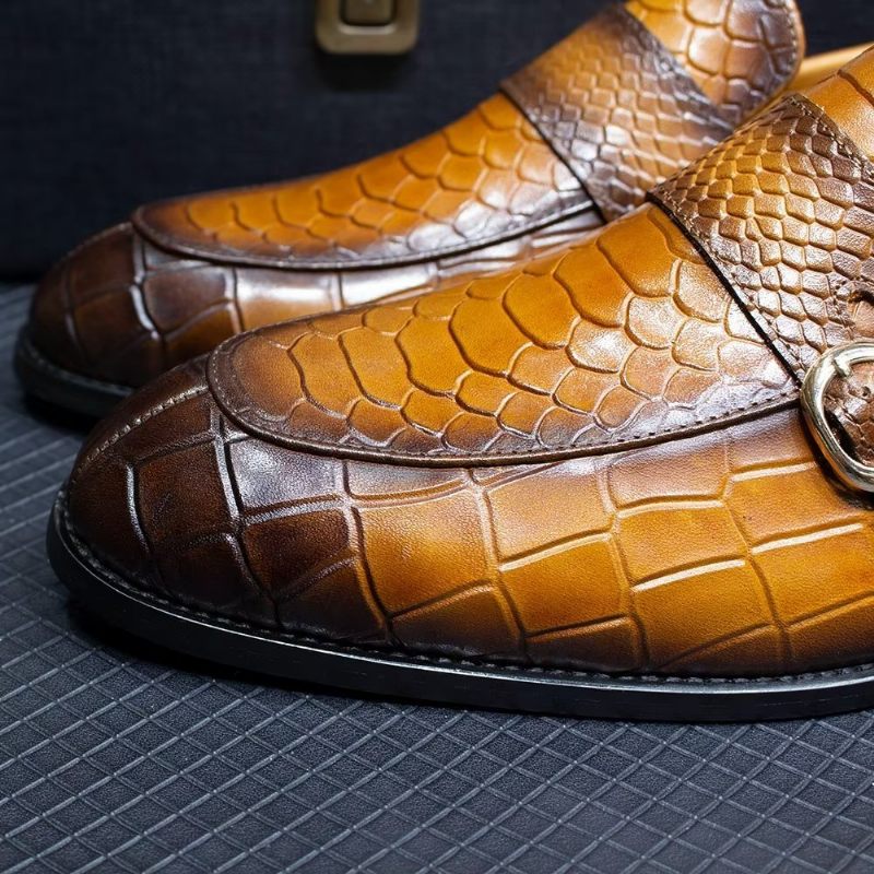 Sapatos Formais Masculinos Couro Genuíno Elegante Crocformal Clássico Brogues - Marrom