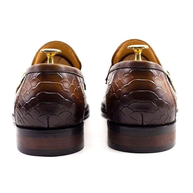 Sapatos Formais Masculinos Couro Genuíno Elegante Crocformal Clássico Brogues - Marrom