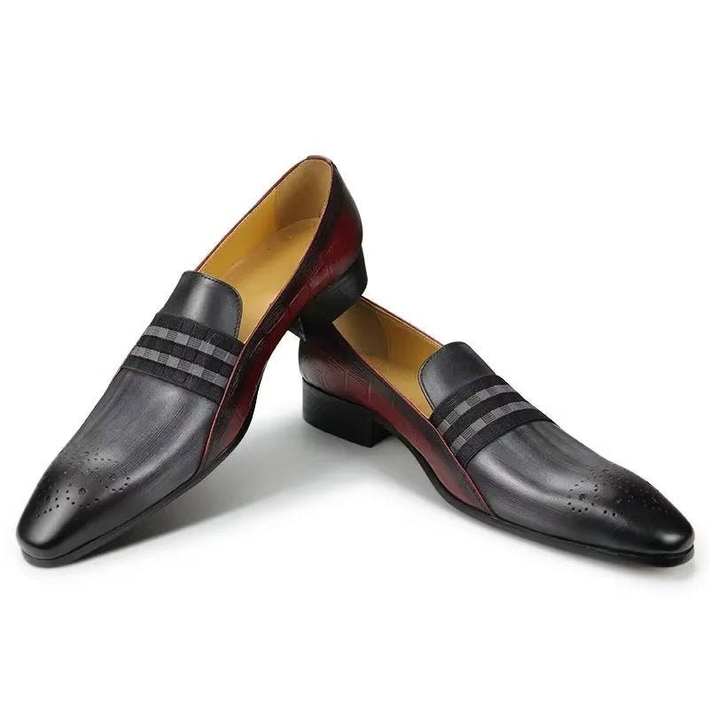 Sapatos Formais Masculinos Couro Genuíno Elegante Mocassins Cavalheiro - Cinza