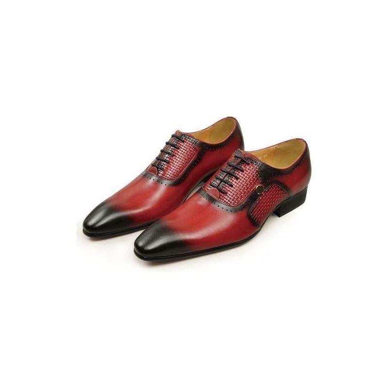 Sapatos Formais Masculinos Couro Genuíno Elegantes Brogues Casamento - Vermelho