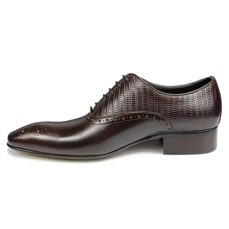 Sapatos Formais Masculinos Couro Genuíno Elegantes Casamento Brogue - Café