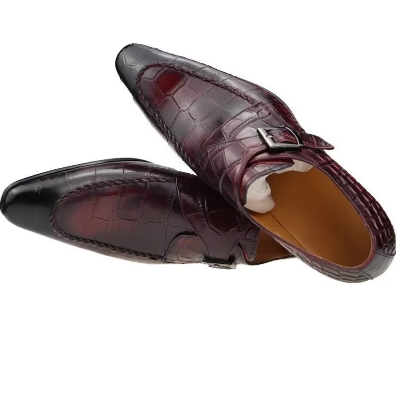 Sapatos Formais Masculinos Couro Genuíno Luxo Elegante Brogue Casamento Oxford - Vermelho