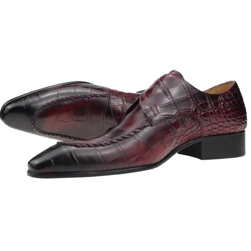 Sapatos Formais Masculinos Couro Genuíno Luxo Elegante Brogue Casamento Oxford - Vermelho