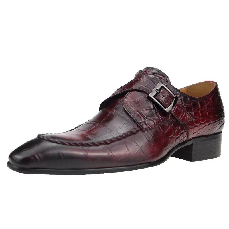 Sapatos Formais Masculinos Couro Genuíno Luxo Elegante Brogue Casamento Oxford - Vermelho