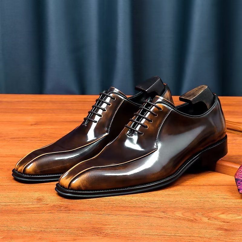 Sapatos Formais Masculinos Couro Genuíno Oxford - Ouro