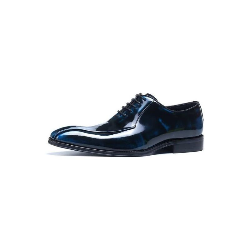 Sapatos Formais Masculinos Couro Genuíno Oxford - Azul