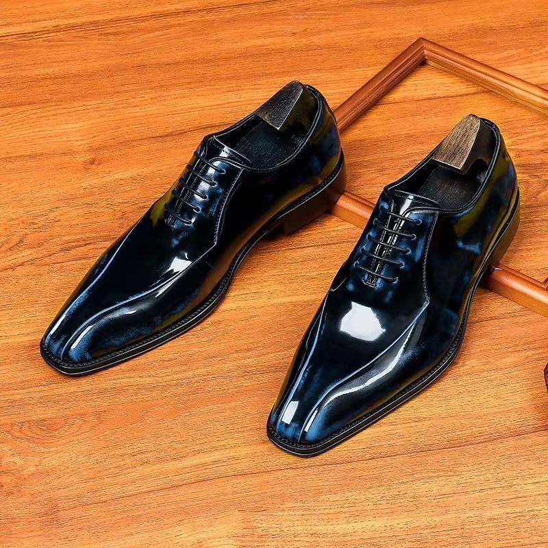 Sapatos Formais Masculinos Couro Genuíno Oxford - Azul