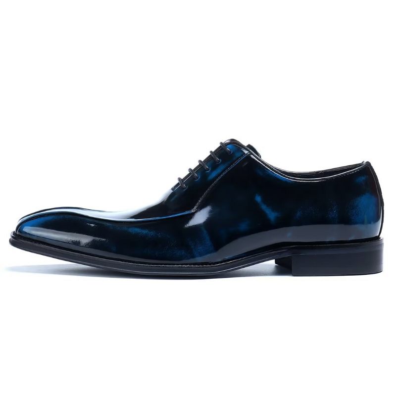 Sapatos Formais Masculinos Couro Genuíno Oxford - Azul