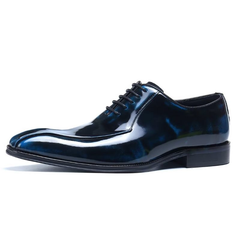 Sapatos Formais Masculinos Couro Genuíno Oxford - Azul