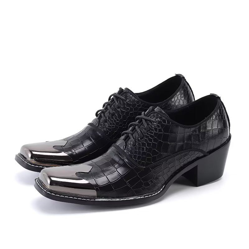 Sapatos Formais Masculinos Couro Genuíno Oxford - Preto