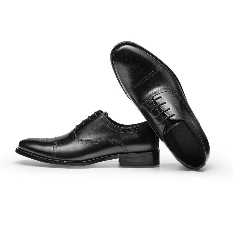 Sapatos Formais Masculinos Couro Luxo Elegância Oxford - Preto