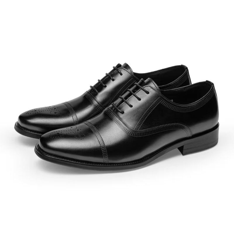 Sapatos Formais Masculinos Couro Luxo Elegância Oxford - Preto