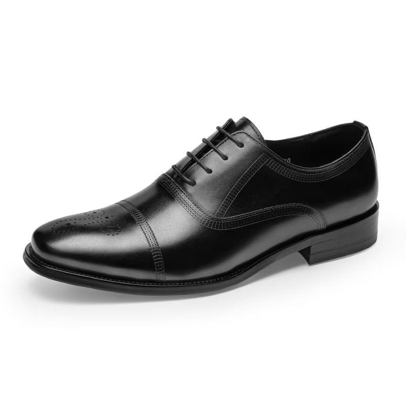 Sapatos Formais Masculinos Couro Luxo Elegância Oxford - Preto