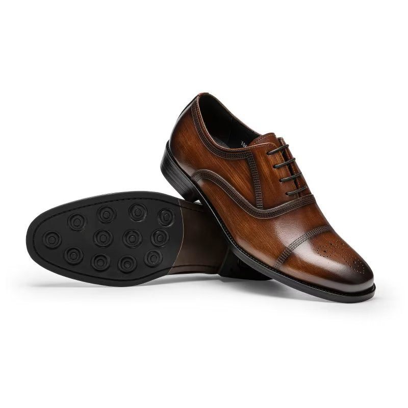 Sapatos Formais Masculinos Couro Luxo Elegância Oxford - Café