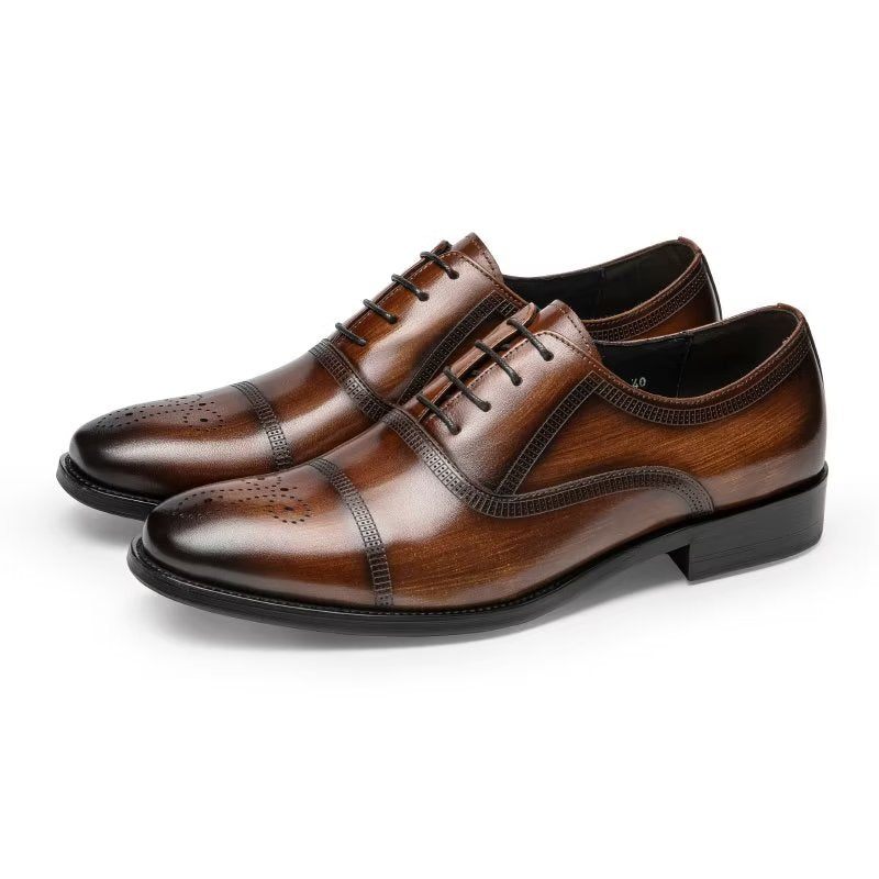 Sapatos Formais Masculinos Couro Luxo Elegância Oxford - Café