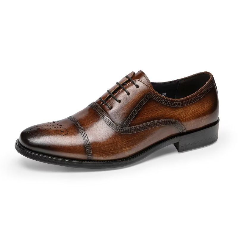 Sapatos Formais Masculinos Couro Luxo Elegância Oxford - Café