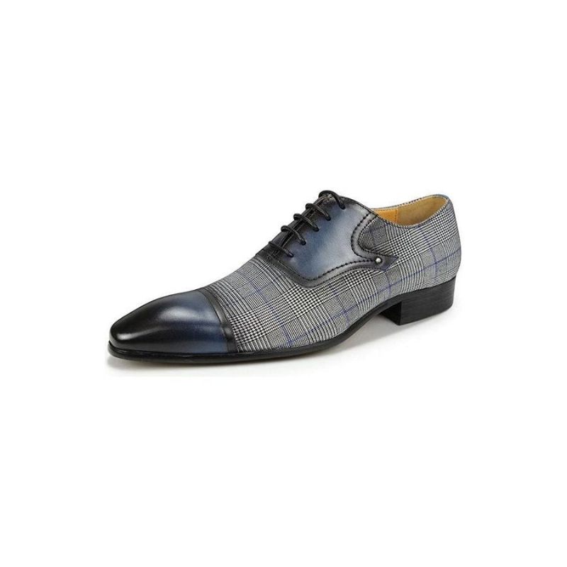 Sapatos Formais Masculinos Couro Luxo Elegante Brogue Casamento Oxford - Azul