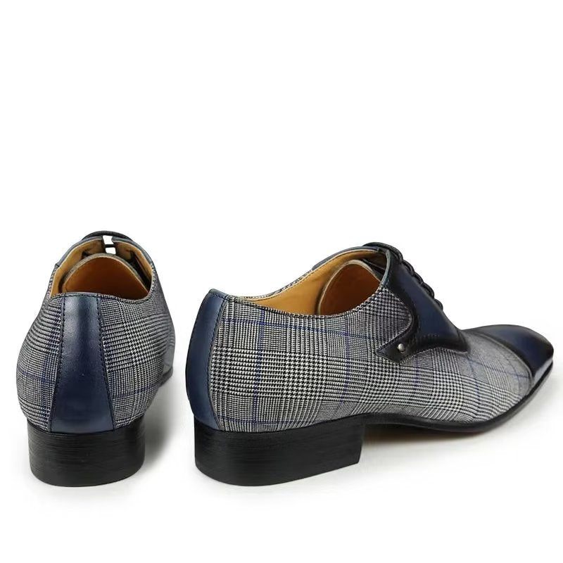 Sapatos Formais Masculinos Couro Luxo Elegante Brogue Casamento Oxford - Azul