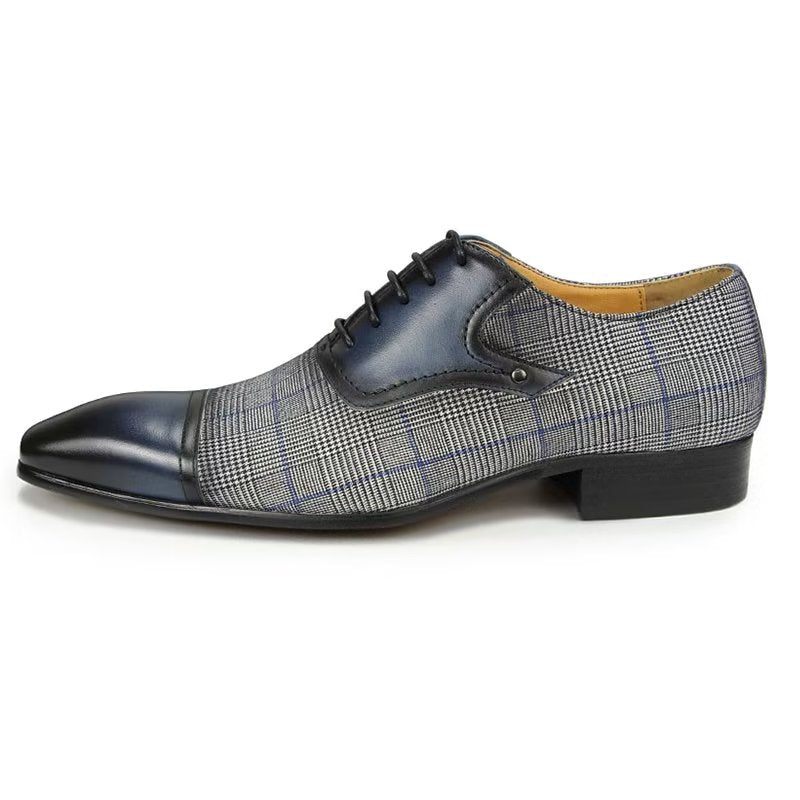 Sapatos Formais Masculinos Couro Luxo Elegante Brogue Casamento Oxford - Azul