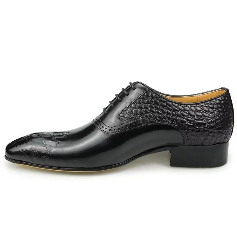 Sapatos Formais Masculinos Couro Luxo Opulento Brogue Oxford Nupciais - Preto