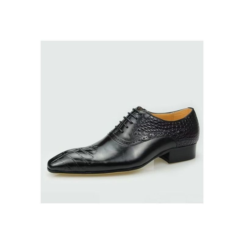 Sapatos Formais Masculinos Couro Luxo Opulento Brogue Oxford Nupciais - Preto