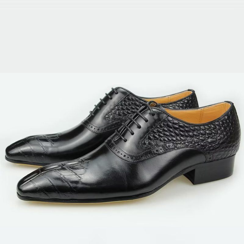 Sapatos Formais Masculinos Couro Luxo Opulento Brogue Oxford Nupciais - Preto