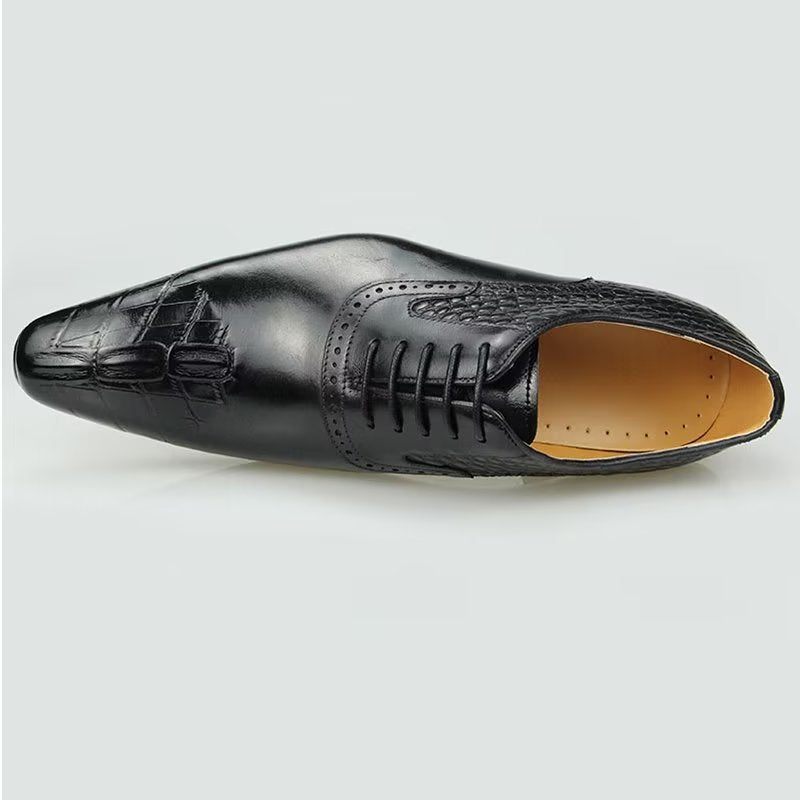 Sapatos Formais Masculinos Couro Luxo Opulento Brogue Oxford Nupciais - Preto