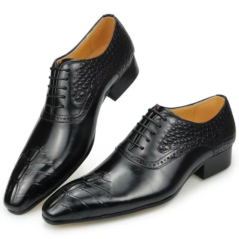 Sapatos Formais Masculinos Couro Luxo Opulento Brogue Oxford Nupciais - Preto