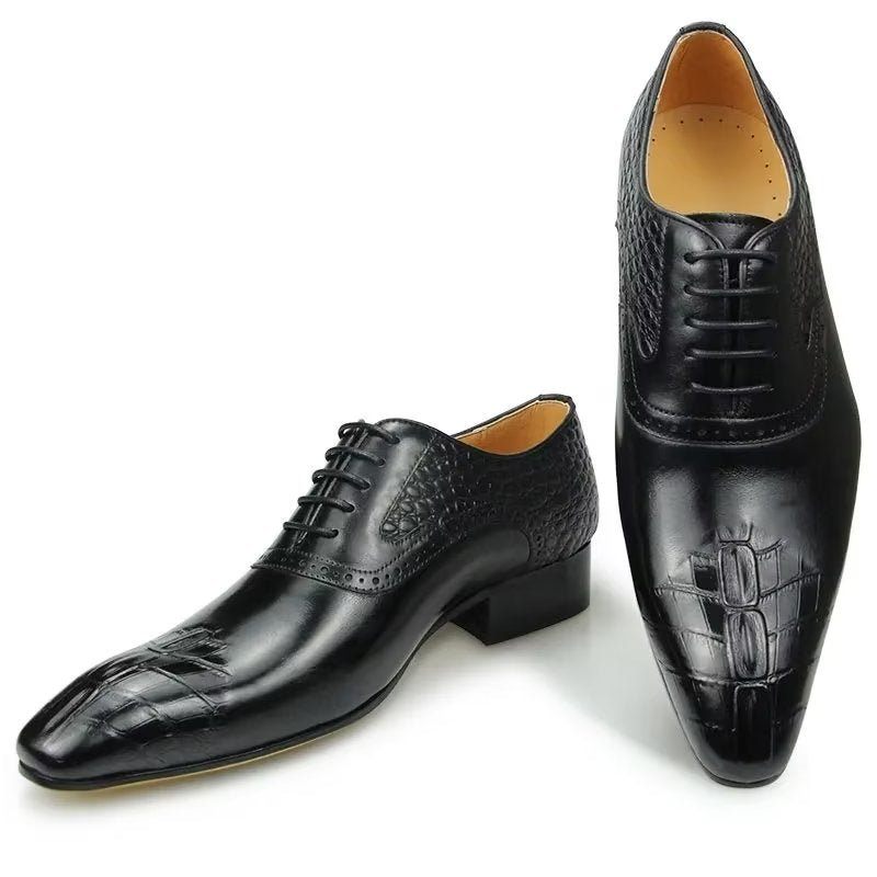 Sapatos Formais Masculinos Couro Luxo Opulento Brogue Oxford Nupciais - Preto