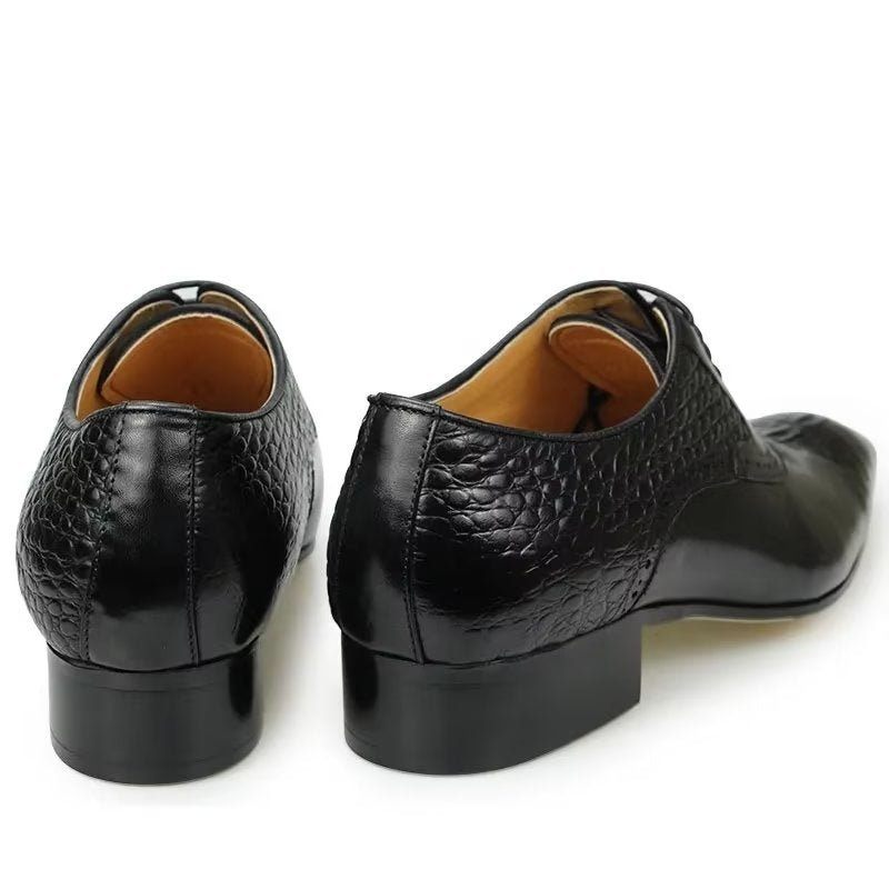 Sapatos Formais Masculinos Couro Luxo Opulento Brogue Oxford Nupciais - Preto