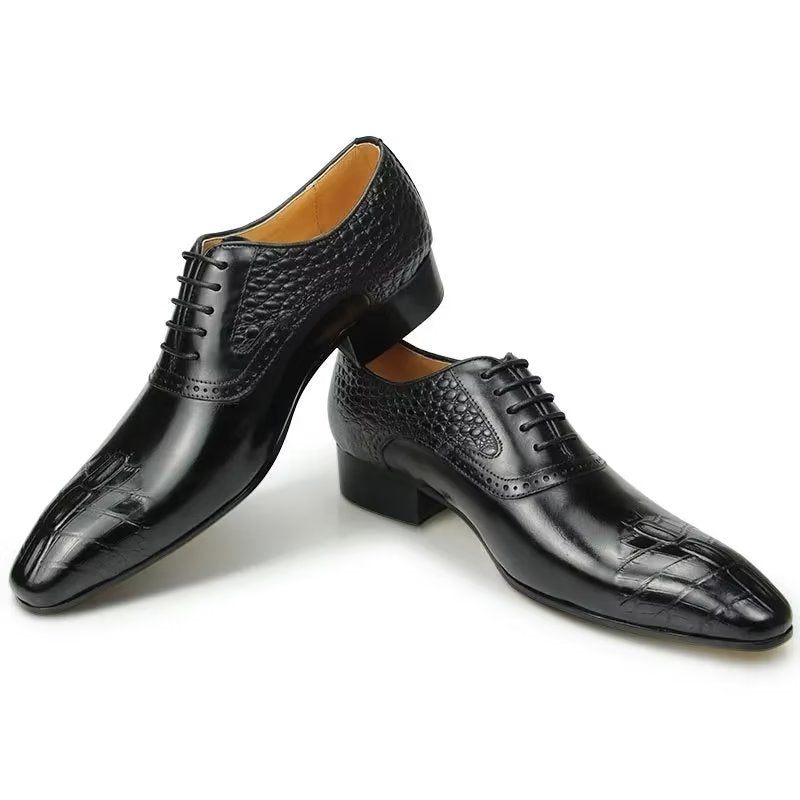 Sapatos Formais Masculinos Couro Luxo Opulento Brogue Oxford Nupciais - Preto