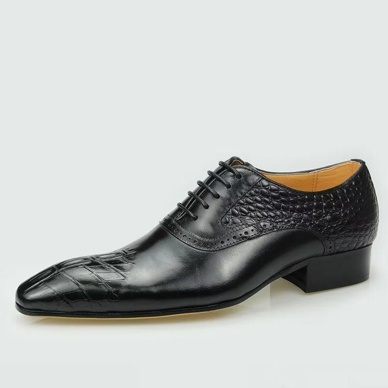 Sapatos Formais Masculinos Couro Luxo Opulento Brogue Oxford Nupciais - Preto