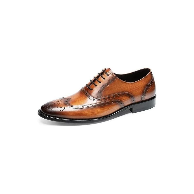 Sapatos Formais Masculinos Couro Luxuoso Brogue - Café