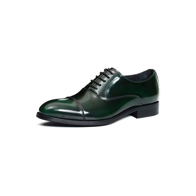 Sapatos Formais Masculinos Couro Luxuoso Com Bico Redondo Oxford - Verde