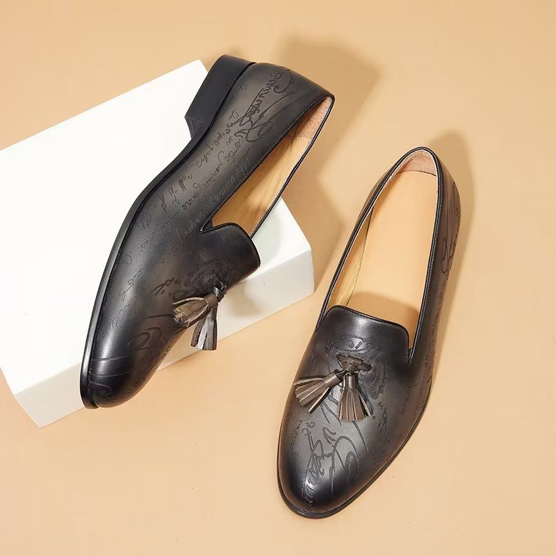 Sapatos Formais Masculinos Couro Luxuoso Com Deslizamento Em Sociais Brogue - Cinza