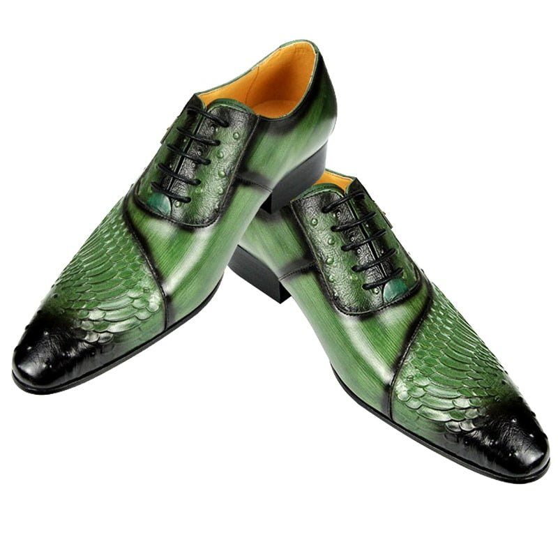 Sapatos Formais Masculinos Couro Luxuoso Oxford - Verde