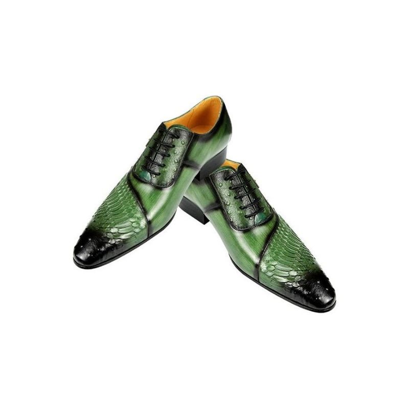 Sapatos Formais Masculinos Couro Luxuoso Oxford - Verde