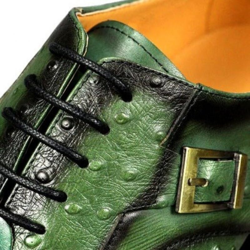 Sapatos Formais Masculinos Couro Luxuoso Oxford - Verde