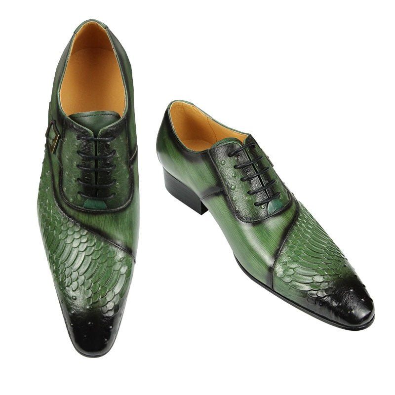 Sapatos Formais Masculinos Couro Luxuoso Oxford - Verde