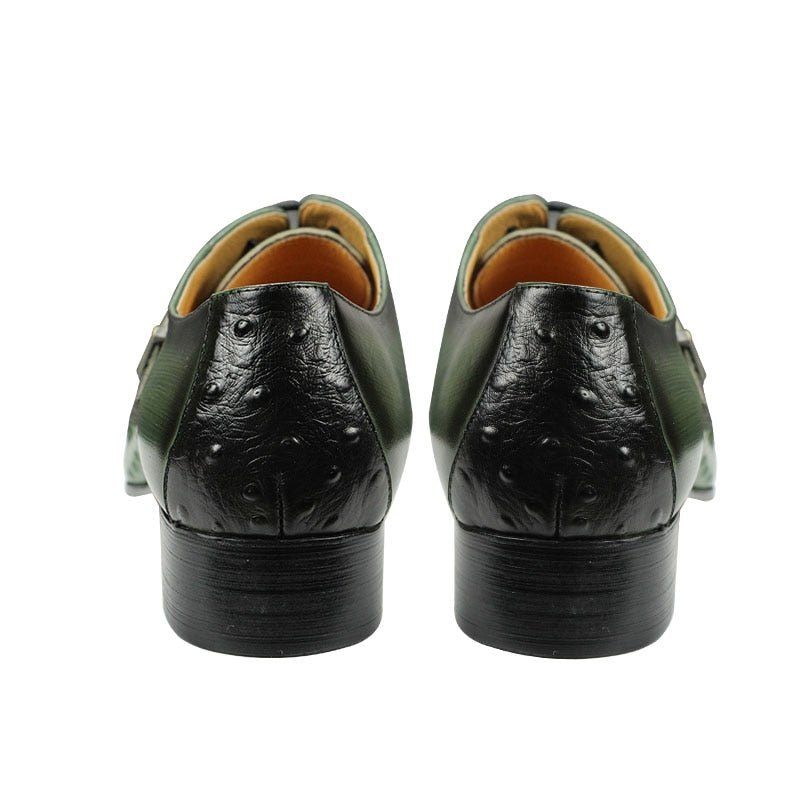 Sapatos Formais Masculinos Couro Luxuoso Oxford - Verde