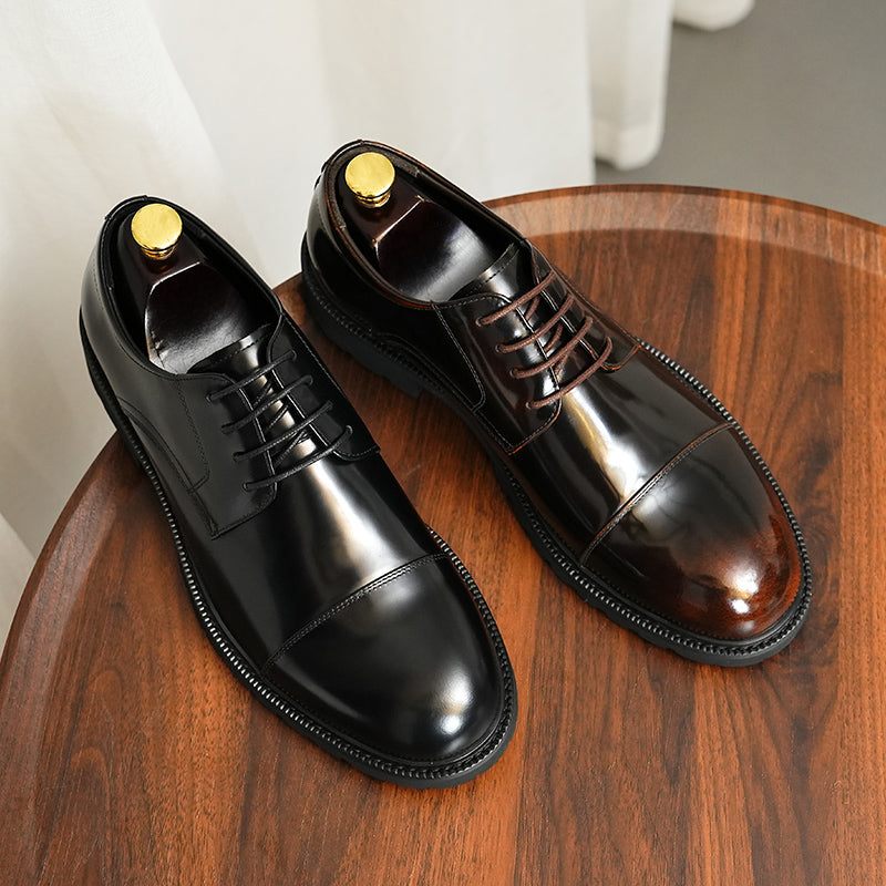 Sapatos Formais Masculinos Couro Luxuoso Para Negócios - Café