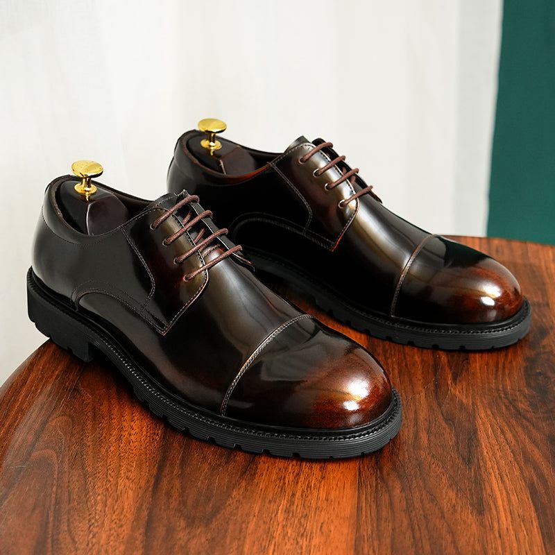 Sapatos Formais Masculinos Couro Luxuoso Para Negócios - Café