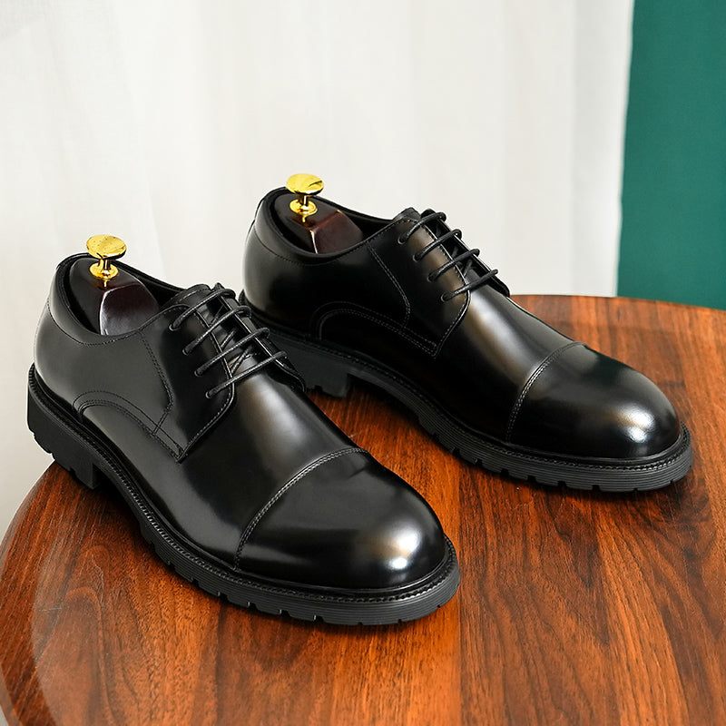 Sapatos Formais Masculinos Couro Luxuoso Para Negócios - Preto