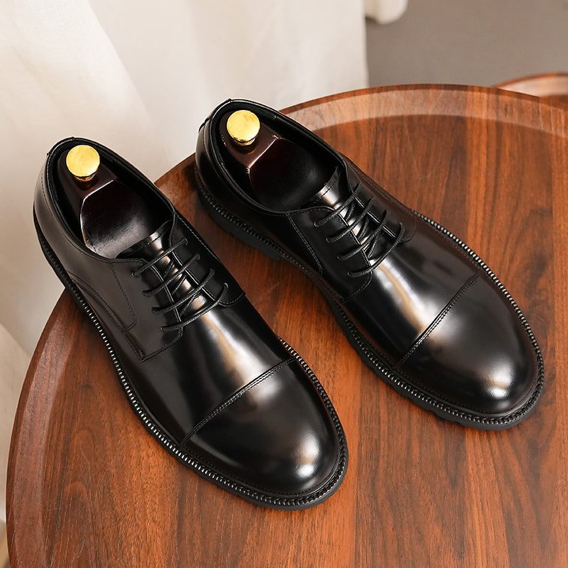 Sapatos Formais Masculinos Couro Luxuoso Para Negócios - Preto