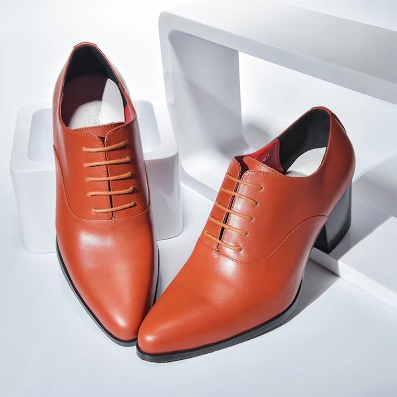 Sapatos Formais Masculinos Couro Oxford - Laranja